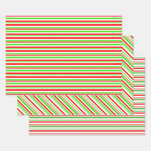 Weihnachtslinien grün, weiß, rot farbig geschenkpapier set