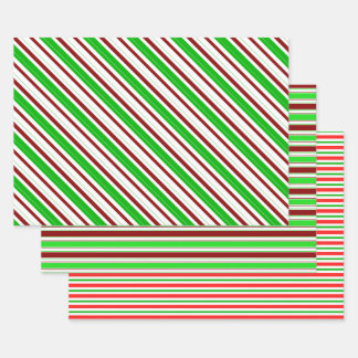 Weihnachtslinien grün, weiß, rot farbig geschenkpapier set