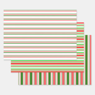 Weihnachtslinien grün, weiß, rot farbig geschenkpapier set
