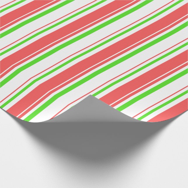 Weihnachtslinien in Rot, Weiß, Grün Geschenkpapier (Ecke)