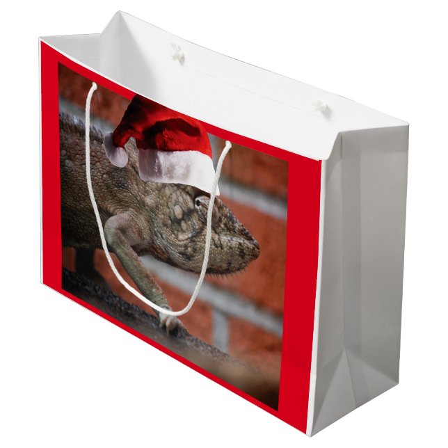 WeihnachtsLizard Große Geschenktüte (Vorderseite Schrägansicht)
