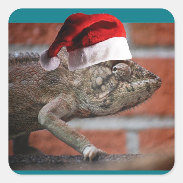 WeihnachtsLizard Quadratischer Aufkleber (Vorderseite)