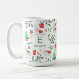 Weihnachtsllamas, Kakteen, Berries, Baummonogramm Kaffeetasse