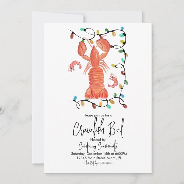 Weihnachtslobster Crawfish Crustacean Flyer Einladung (Vorderseite)