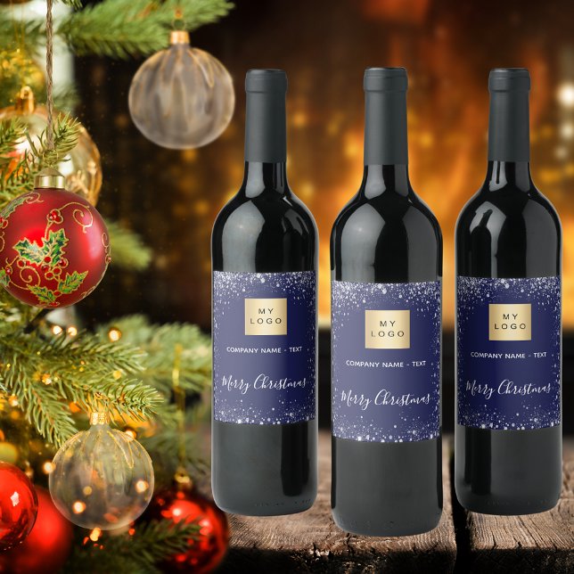 Weihnachtslogo für Silberne Glitzer Weinetikett (Von Creator hochgeladen)