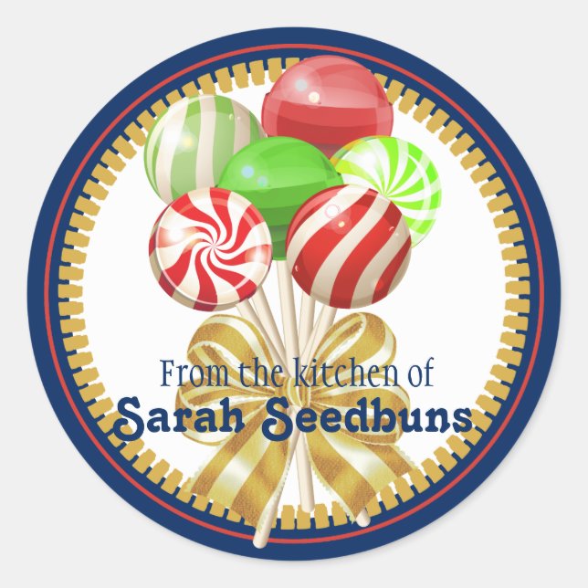 Weihnachtslollipops Süßigkeiten Bogen Runder Aufkleber (Vorderseite)