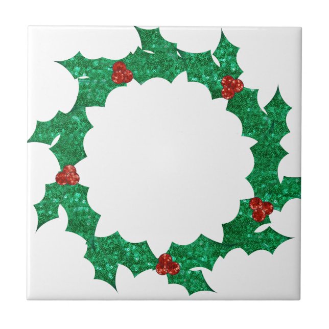 Weihnachtslorbeerkranz Fliese (Vorderseite)