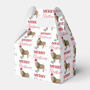 Weihnachtslöwe Lustiges Tier mit Weihnachtsmannmüt Geschenkschachtel