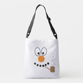 Weihnachtslustige Snowman Cartoon Face Tragetaschen Mit Langen Trägern