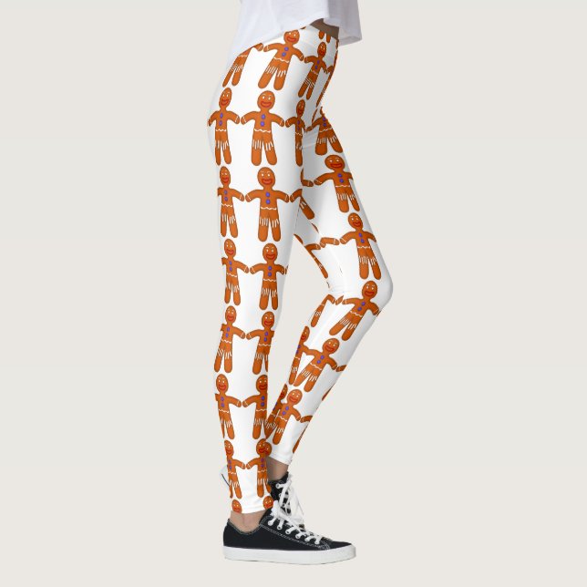 Weihnachtslustiger Lebkuchen-Mann-Druck Leggings (Rechts)