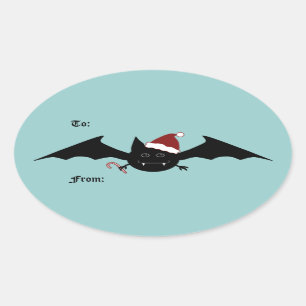 Weihnachtslustiger Schläger nach und von Ovaler Aufkleber