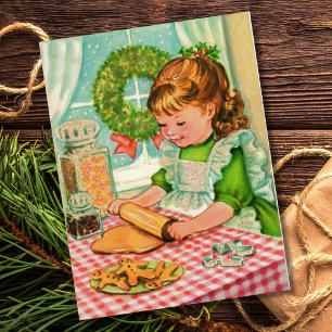 Weihnachtsmädchen backt Kekse, Retro Weihnachten 1