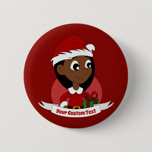 Weihnachtsmädchen-Cartoon Button