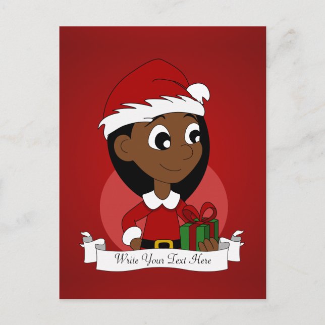 Weihnachtsmädchen-Cartoon Feiertagspostkarte (Vorderseite)