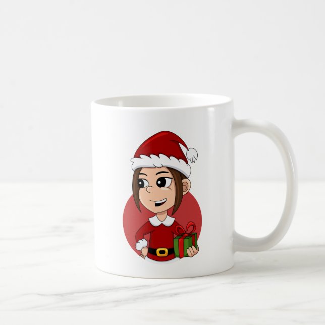 Weihnachtsmädchen Cartoon Kaffee Tasse (Rechts)