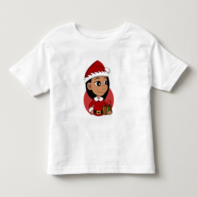 Weihnachtsmädchen Cartoon Kleinkind T - Shirt (Vorderseite)