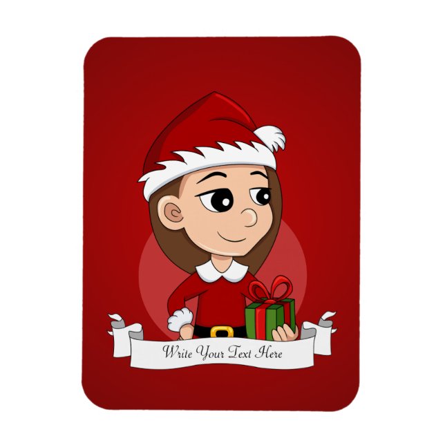 Weihnachtsmädchen-Cartoon-Magnet Magnet (Vertikal)