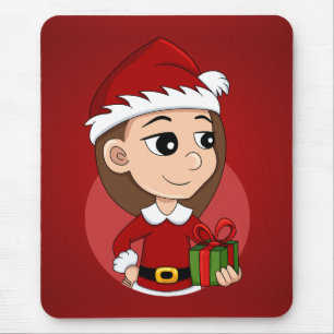 Weihnachtsmädchen-Cartoon Mousepad