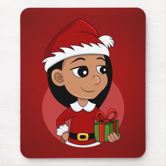 Weihnachtsmädchen-Cartoon Mousepad (Vorne)