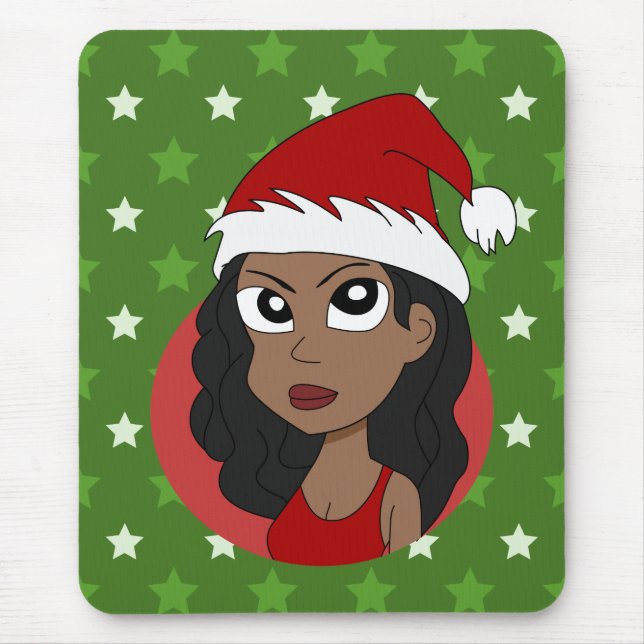 Weihnachtsmädchen-Cartoon Mousepad (Vorne)