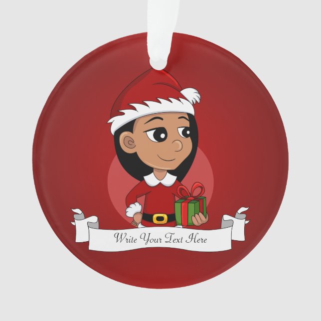 Weihnachtsmädchen-Cartoon Ornament (Vorderseite)
