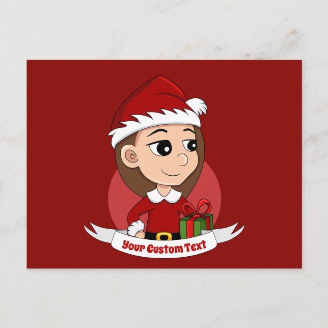 Weihnachtsmädchen-Cartoon-Postkarte Postkarte (Vorderseite)