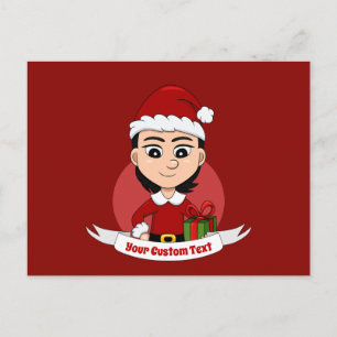 Weihnachtsmädchen Cartoon-Postkarte Postkarte