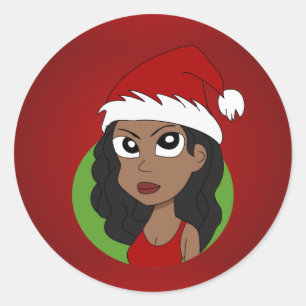 Weihnachtsmädchen-Cartoon Runder Aufkleber