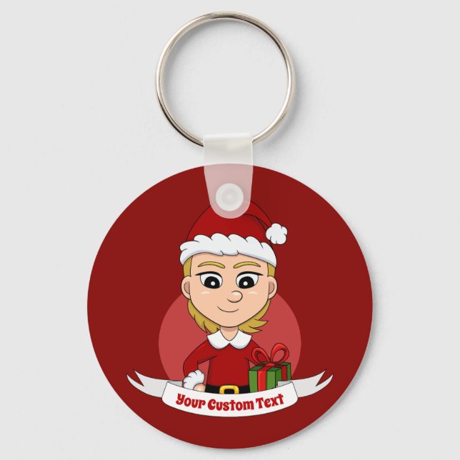 Weihnachtsmädchen Cartoon Schlüsselanhänger (Vorderseite)