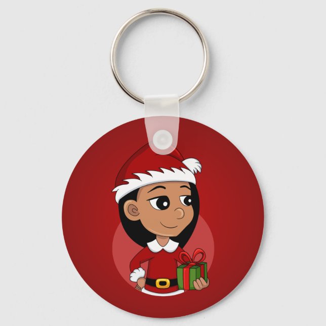 Weihnachtsmädchen Cartoon Schlüsselanhänger (Vorderseite)