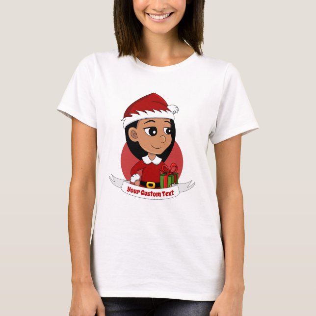 Weihnachtsmädchen Cartoon T - Shirt (Vorderseite)