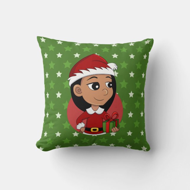 Weihnachtsmädchen Cartoon werfen Kissen (Vorderseite)