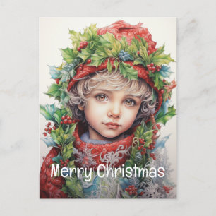 Weihnachtsmädchen Custom 4 von 25 Feiertagspostkarte