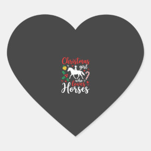Weihnachtsmädchen das Pferde liebt Herz-Aufkleber