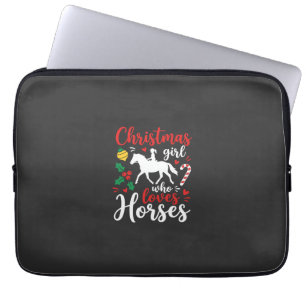 Weihnachtsmädchen, das Pferde liebt Laptopschutzhülle