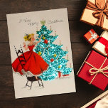 Weihnachtsmädchen Dekorationsbaum Feiertagskarte<br><div class="desc">Weihnachtsmädchen Dekorationsbaum.</div>