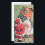 Weihnachtsmädchen der 1950er Jahre dekorativer Bau Feiertagskarte<br><div class="desc">Weihnachts-Weihnachtsmädchen aus den 50er Jahren dekorieren die Tree Holiday Card.</div>
