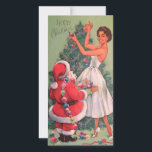 Weihnachtsmädchen der 1950er Jahre dekorativer Bau Feiertagskarte<br><div class="desc">Weihnachts-Weihnachtsmädchen aus den 50er Jahren dekorieren die Tree Holiday Card.</div>