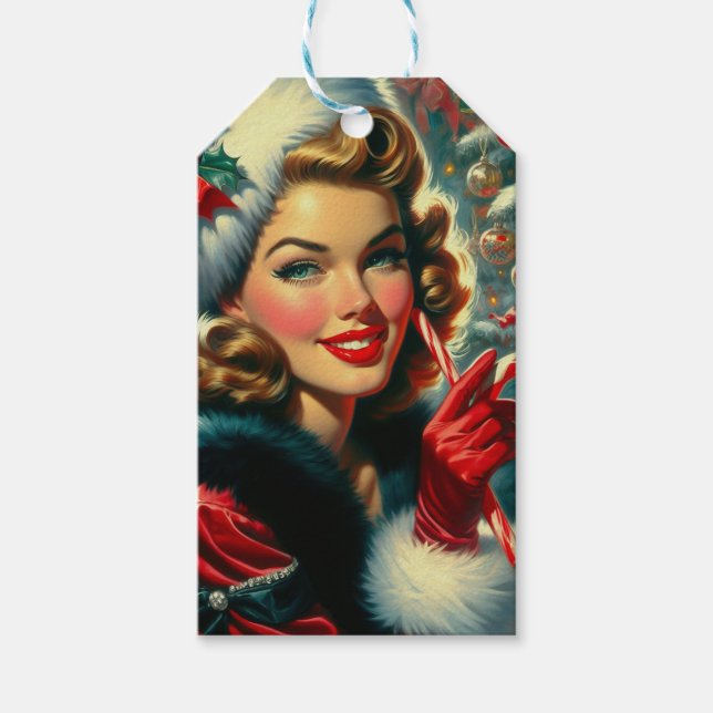 Weihnachtsmädchen Geschenkanhänger (Vorderseite)