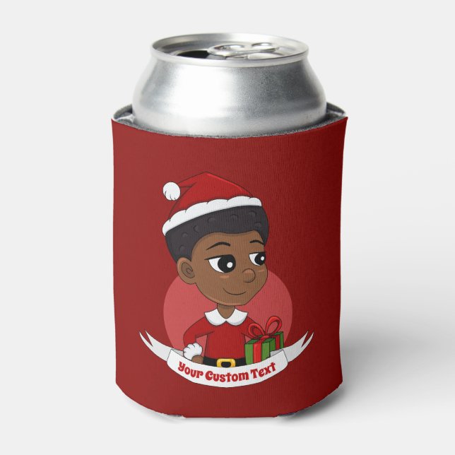 Weihnachtsmädchen mit Afro-Cartoon Dosenkühler (Kanne Vorderseite)