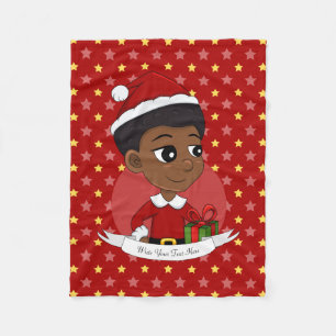 Weihnachtsmädchen mit Afro-Cartoon Fleecedecke