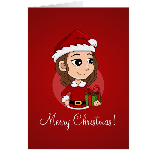 Weihnachtsmädchen mit braunem, gewelltem Haar (Vorne)