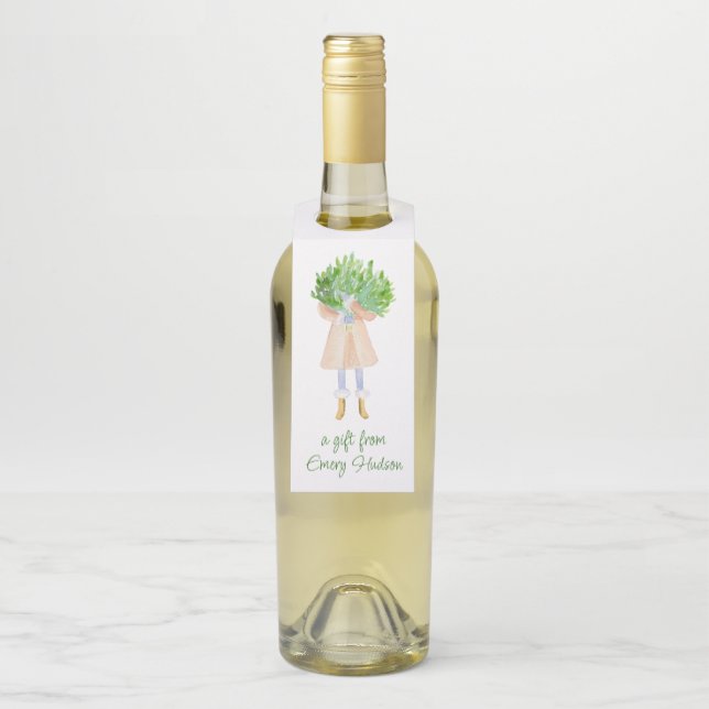 Weihnachtsmädchen mit Grün Flaschenanhänger (Auf Flasche)