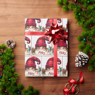 Weihnachtsmädchen mit Individuelle Name Geschenkpapier
