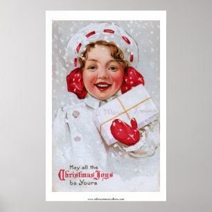 Weihnachtsmädchen mit Paket Poster