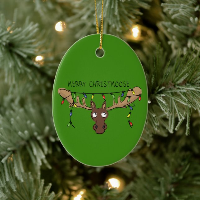 Weihnachtsmädchen Niedlich Funny Holiday Animal Keramik Ornament (Baum)