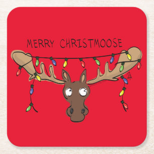 Weihnachtsmädchen Niedlich Funny Holiday Animal Rechteckiger Pappuntersetzer