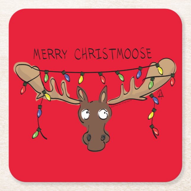 Weihnachtsmädchen Niedlich Funny Holiday Animal Rechteckiger Pappuntersetzer (Vorderseite)