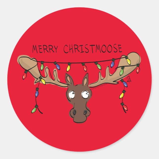 Weihnachtsmädchen Niedlich Funny Holiday Animal Runder Aufkleber (Vorderseite)