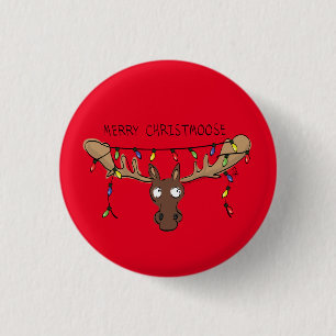 Weihnachtsmädchen Niedliches Urlaubstier Button